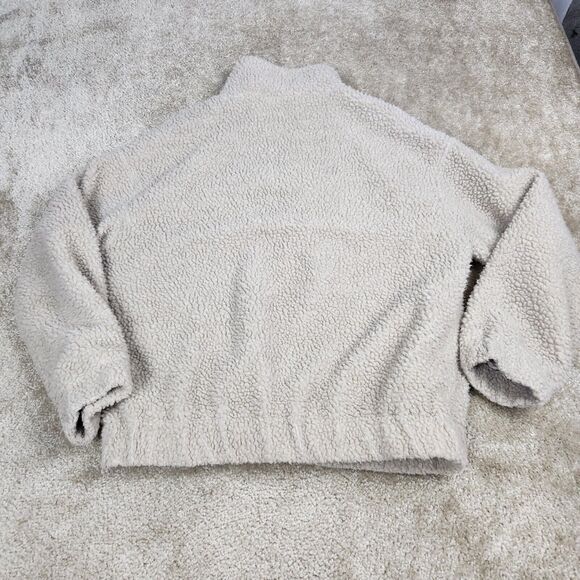 AMBIANCE OUTERWEAR Size L 1/4 Zip Camel Brown Sherpa Fleece Pullover - Picture 5 of 7